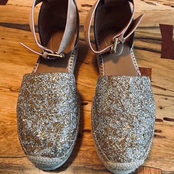 SEE BY CHLOE Women's Sparkly Espadrilles US7 Gold & Silver  Originally $200 - Picture 1 of 6